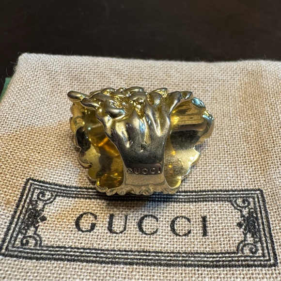 New Authentic Gucci Lion Head Ring Crystal Size XS / US 5.25 - Picture 9 of 10